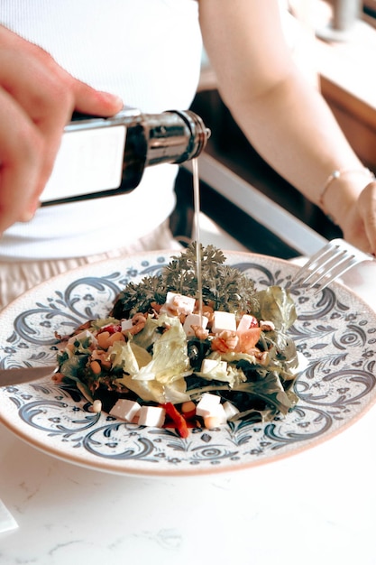 Fresh salad plate with mixed greens