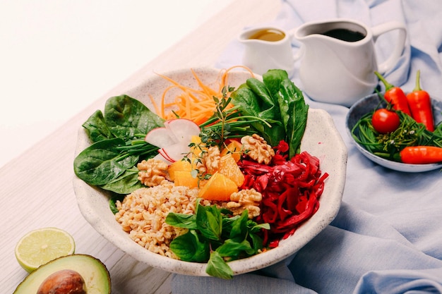 Fresh salad plate with mixed greens