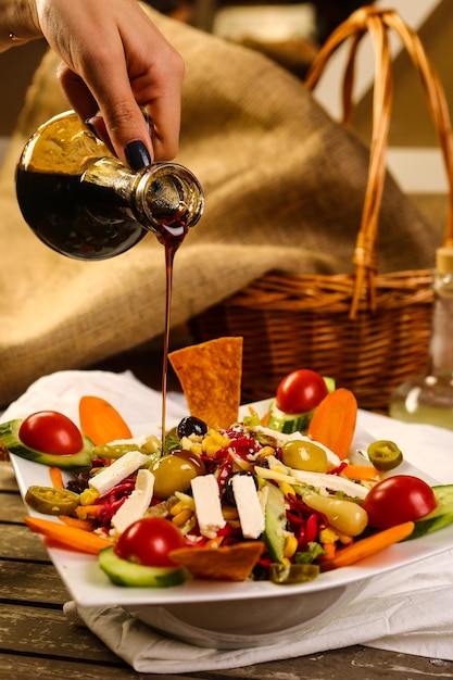 Fresh salad plate with mixed greens