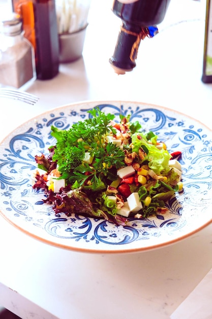 Fresh salad plate with mixed greens