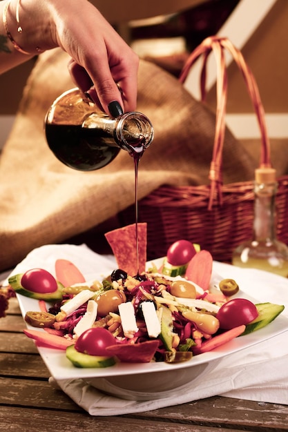 Fresh salad plate with mixed greens