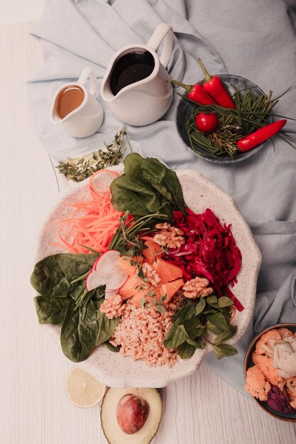 Fresh salad plate with mixed greens