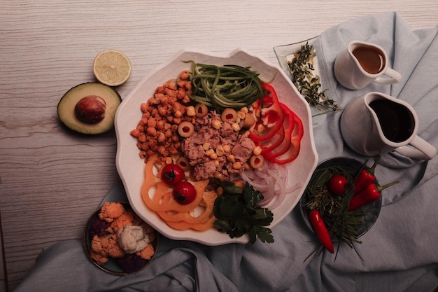 Fresh salad plate with mixed greens