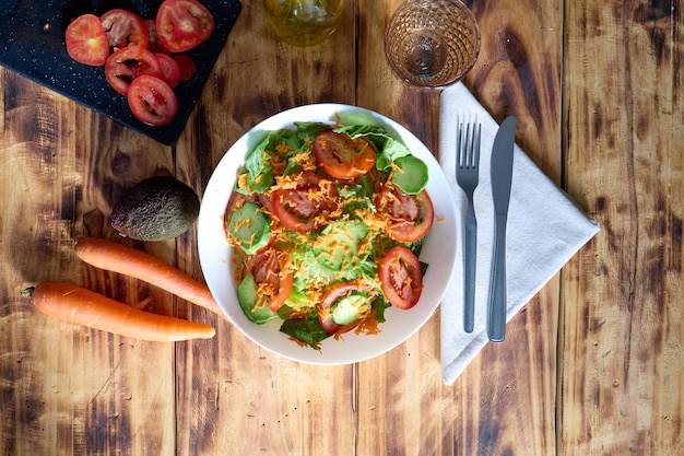 Fresh salad on a white bowl healthy food