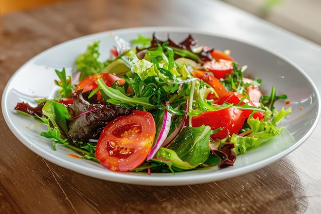 fresh salad in a white plate