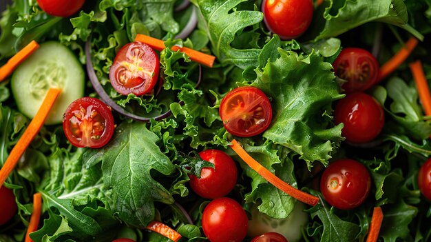 Photo fresh salad with cherry tomatoes cucumber and carrots