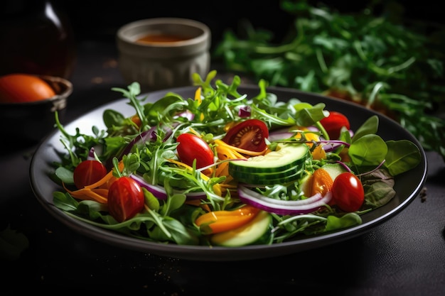 Fresh Salad With Mixed Greens And Vegetables Generative AI