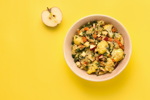 Fresh salad with stewed cauliflower and quinoa