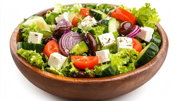 Fresh Salad with Vegetables on Wooden Table