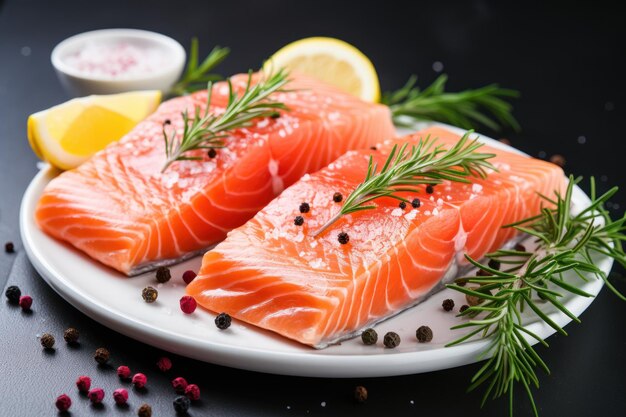 Fresh Salmon Steak with Rosemary and Pepper