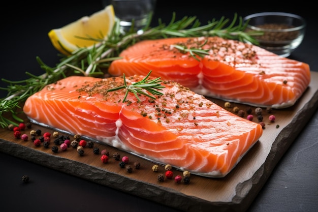 Fresh Salmon Steak with Rosemary and Pepper