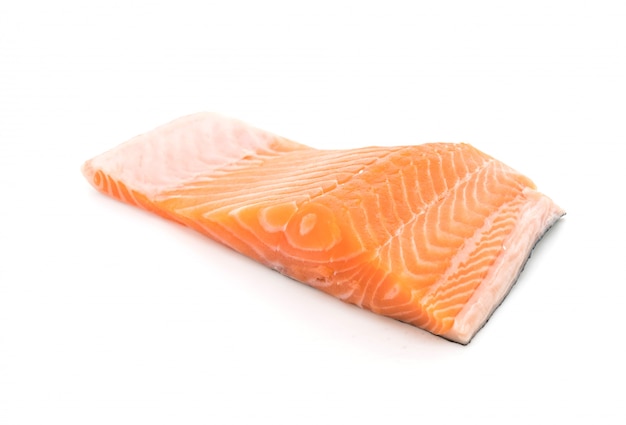 fresh salmon on white