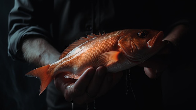 Fresh Sea Bass Catch Held by Skilled Fisherman