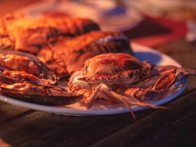 Fresh seafood crabs grilled barbecue for dinner.