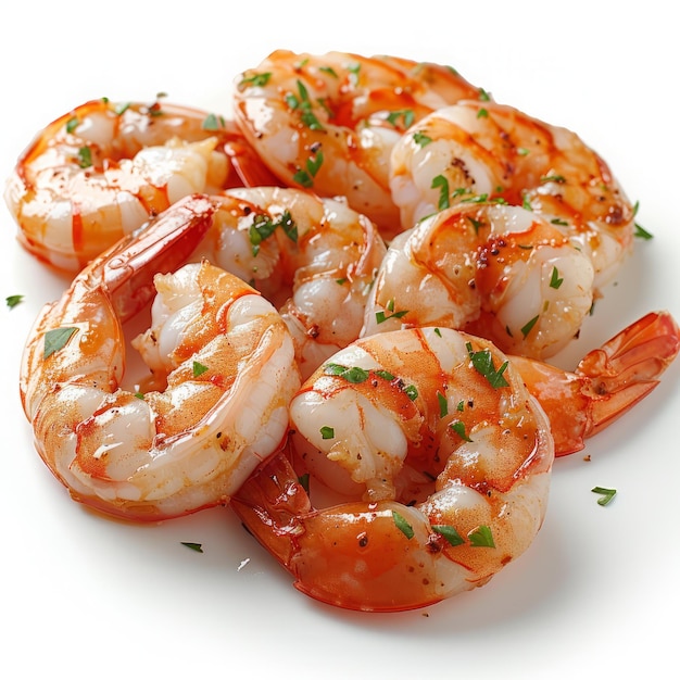 Fresh shrimp tails isolated on white Background