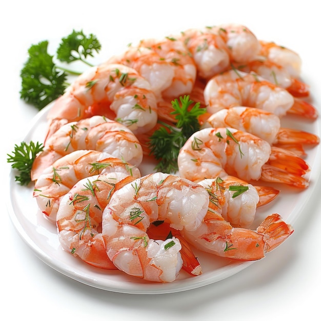 Fresh shrimp tails isolated on white Background