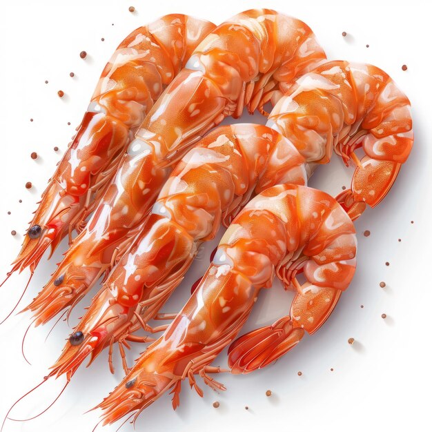 Fresh shrimp tails isolated on white Background