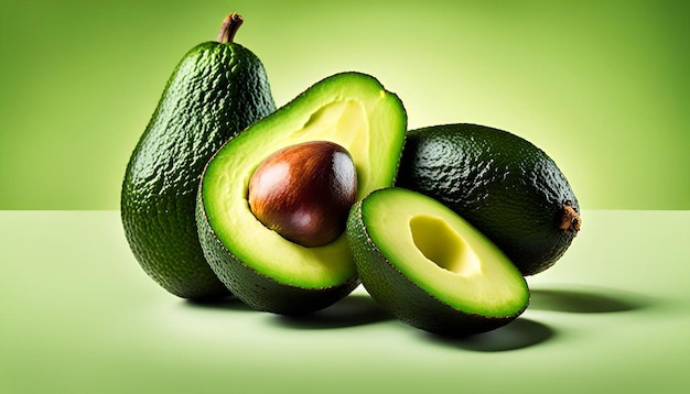 Fresh sliced green avocado isolated