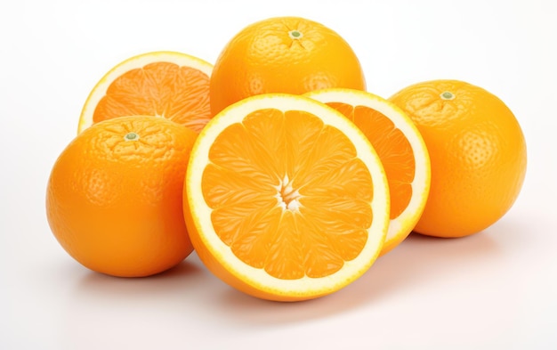 Fresh sliced oranges isolated on white background