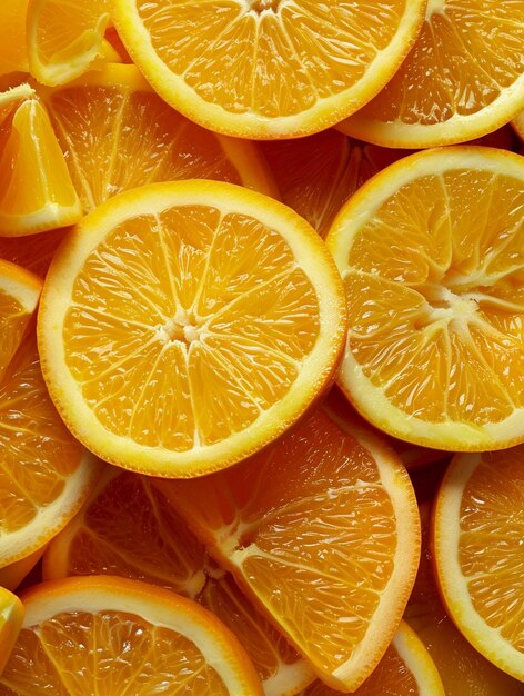 Photo fresh sliced oranges vibrant citrus fruit background