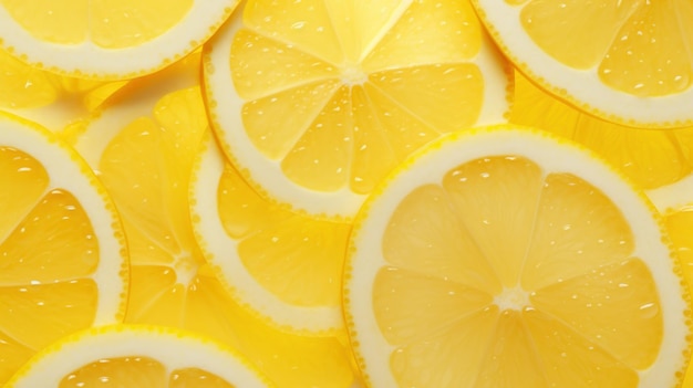 Fresh slices lemon fruit background Generative AI