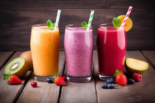 Fresh smoothies glasses Generate Ai