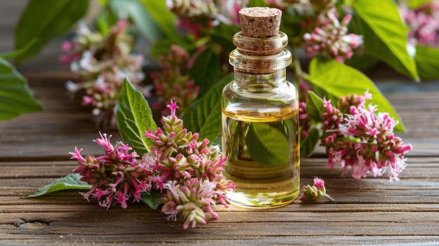 Fresh spikenard flowers and spikenard essential oil