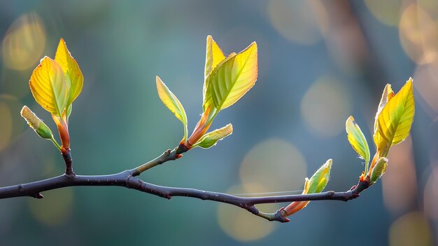 Fresh Spring Leaves Budding on Branches Symbolizing New Beginnings