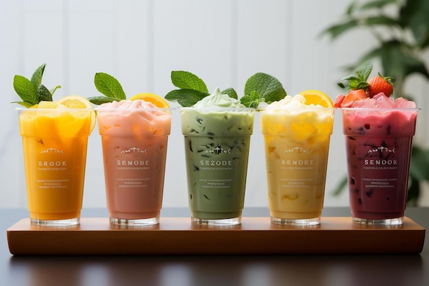 Fresh Squeeze Sensation Smoothies on white backgroun Summer drink Natural Juice Smoothies