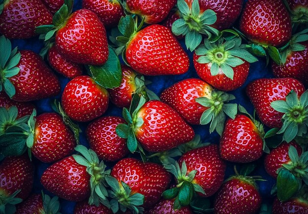 Fresh strawberries close up shot Isolated with green leaves