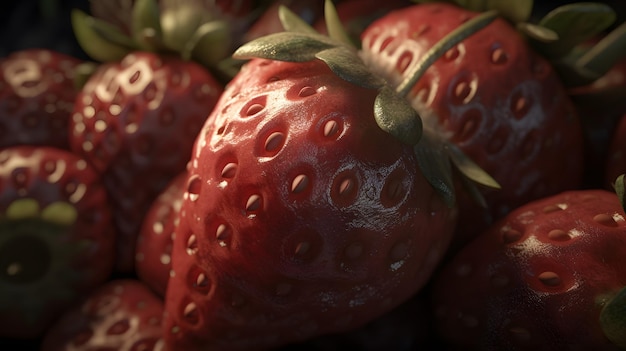 Fresh strawberry realistic illustration Generative AI