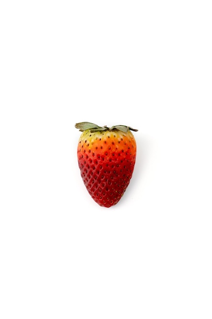 Not fresh strawberry on the white background white clipping paths