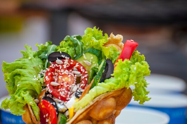 Fresh street food closeup