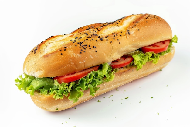 Fresh Sub Sandwich With Lettuce and Tomatoes