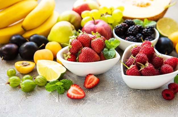 Fresh summer fruits and berries 