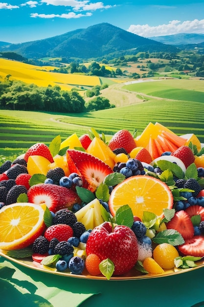 fresh summer fruits in the forest