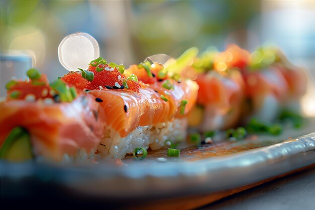 Fresh Sushi and Salad Presentation