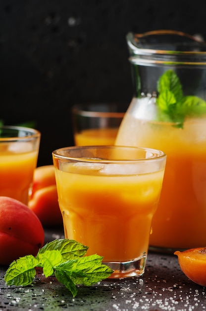 Fresh sweet apricot juice and mint