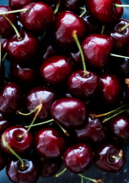 Fresh sweet cherries juicy cherry berries fruit dessert as healthy diet background