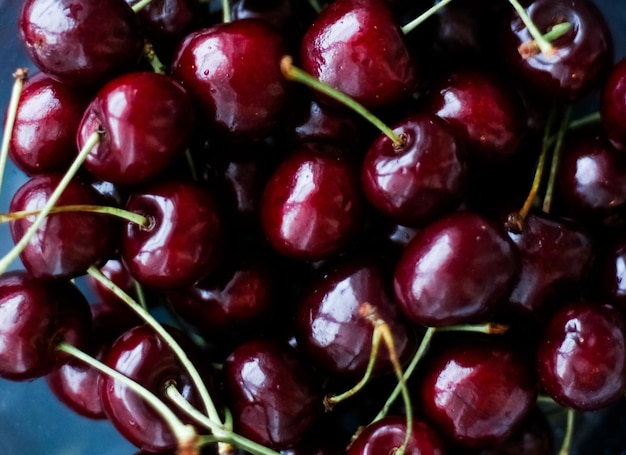 Fresh sweet cherries juicy cherry berries fruit dessert as healthy diet background