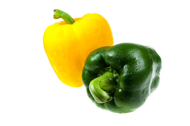 Fresh sweet pepper on white surface