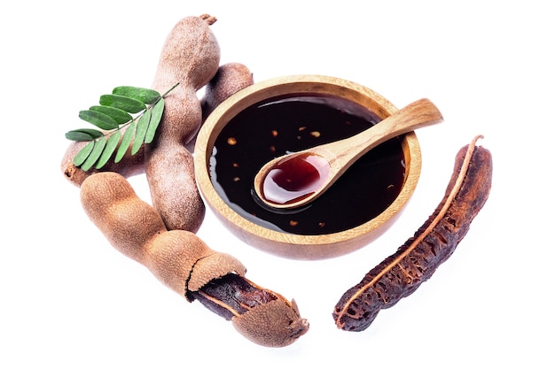 Fresh tamarind sauce isolated on white