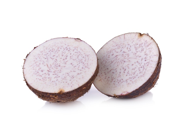 Fresh taro on white background