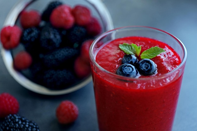 Fresh tasty berry cocktail closeup