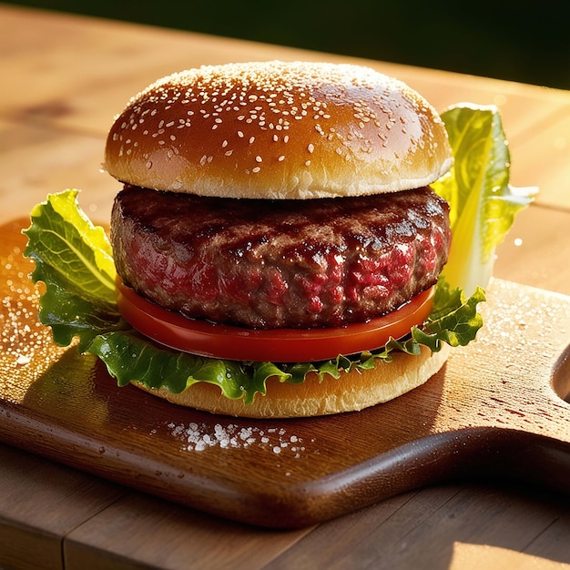 fresh tasty burger and french fries closeup