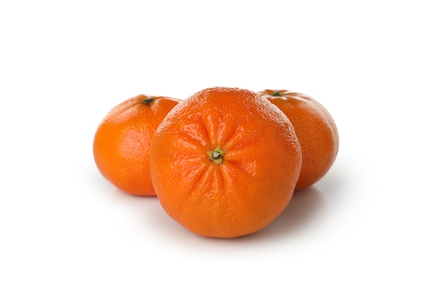 Fresh tasty mandarins isolated on white background