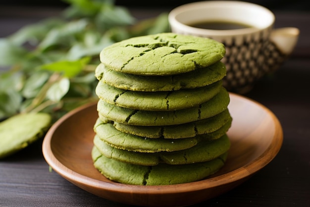 Photo fresh tasty matcha cookies generate ai