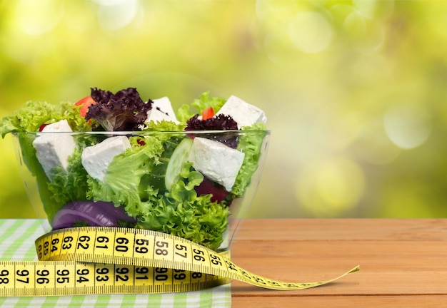 Fresh tasty vegetable salad in bowl