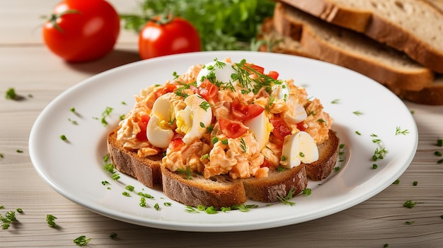 Fresh TomatoEgg Salad with Whole Wheat Toast