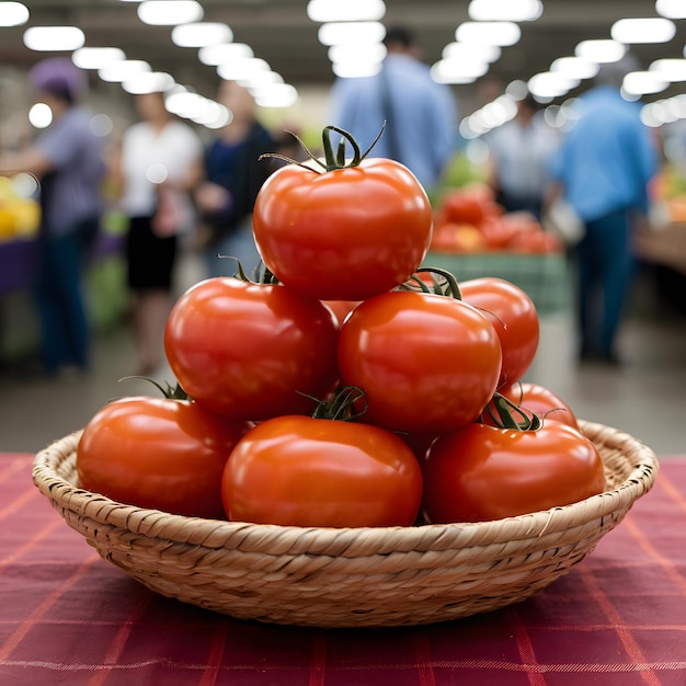 Fresh Tomatoes Displayed at a Farmers Market